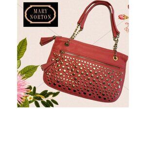 **NWOT** Frosting by Mary Norton Coral and Gold Studded Shoulder Bag -
